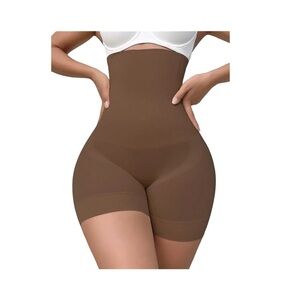 High-Waisted Brown Shapewear Shorts
